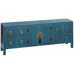 Tousmesmeubles Dos de canapé Bleu Meuble Chinois - PEKIN - L 130 x l 24 x H 51 cm