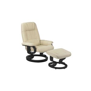 Tousmesmeubles Fauteuil de relaxation Cuir Beige - EXCELLY n°1 - L 84 x l 76 x H 104 cm - Publicité