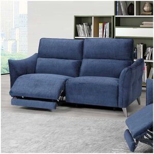 Tousmesmeubles Canapé 3 places relax électrique Tissu Bleu nuit - CARINA - L 184 x l 98 x H 100 cm