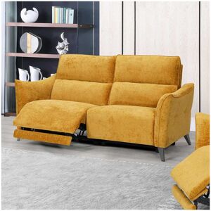 Tousmesmeubles Canapé 3 places relax électrique Tissu jaune - CARINA - L 184 x l 98 x H 100 cm