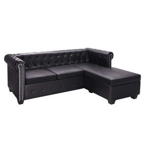 275224 vidaXL Canapé Chesterfield en forme de L cuir synthétique noir - Publicité