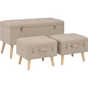 247524 vidaXL Tabourets de rangement 3 pcs Beige Tissu - Publicité