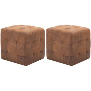 278382 vidaXL 2 pcs Poufs Marron 30 x 30 x 30 cm Similicuir daim - Publicité