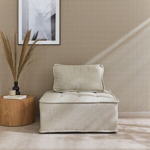 sweeek Chauffeuse pour canapé modulable tissu capitonné beige avec un coussin - Beige - Publicité