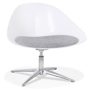 ALTEREGO Chaise lounge design 'DAPHNE' en matiere plastique blanche et tissu gris