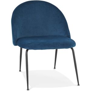 ALTEREGO Fauteuil lounge 'MERMAID' en velours bleu et pieds en métal noir