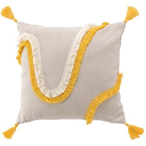 Coussin brode avec pompons - Blancheporte Écru Coussin : 40x40 cm