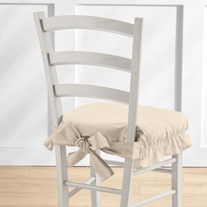 Housse chaise unie volantee coton bachette - Blancheporte Écru Lot de 2 housses de chaise : 40x40cm