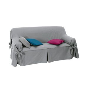 Blancheporte Housse bachette coton uni nouettes fauteuil canapes - Colombine Gris Housse fauteuil