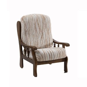 Housse microfibre bi-extensible imprime vagues speciale fauteuil rustique - Blancheporte Beige Housse fauteuil rustique