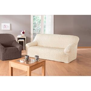 Housse gaufree bi-extensible canape fauteuil accoudoirs - Blancheporte Écru Housse fauteuil