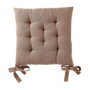 Blancheporte Galette de chaise carrée unie coton bachette - Colombine Taupe Lot de 2 galettes de chaise : 40x40cm
