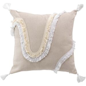 Blancheporte Coussin brodé avec pompons - Blancheporte Écru Coussin : 40x40 cm