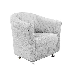 Housse extensible motif jacquard serpentins speciale fauteuil cabriolet - Blancheporte Gris Housse fauteuil