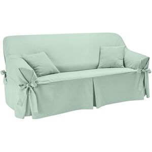 Blancheporte Housse bachette coton uni nouettes fauteuil canapes - Colombine Vert Housse fauteuil