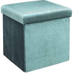 Coffre-pouf pliable - revetement velours côtele - Blancheporte Bleu Unite