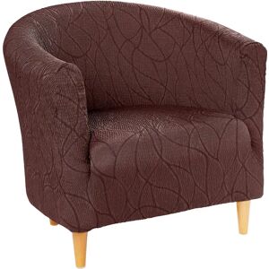 Housse extensible motif jacquard serpentins speciale fauteuil cabriolet - Blancheporte Marron Housse fauteuil