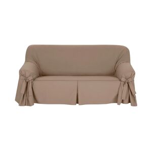 Blancheporte Housse bachette coton uni nouettes fauteuil canapes - Colombine Taupe Housse fauteuil