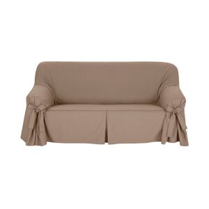 Blancheporte Housse bachette coton uni nouettes fauteuil canapés - Colombine Taupe Housse canapé 3 places