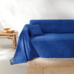 Blancheporte Plaid ou jeté uni coton tissage artisanal - Blancheporte Bleu Taie : 63x63cm