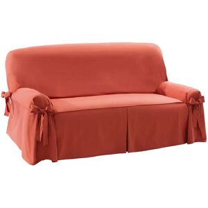 Blancheporte Housse bachette coton uni nouettes fauteuil canapes - Colombine Orange Housse fauteuil