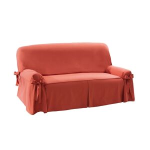 Blancheporte Housse bachette coton uni nouettes fauteuil canapés - Colombine Orange Housse canapé 3 places