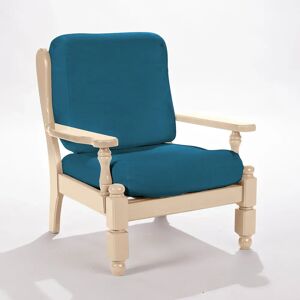 Blancheporte Housse extensible unie spéciale fauteuil rustique - Blancheporte Bleu Lot housses dossier et assise
