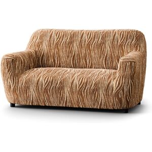 Housse bi-extensible microfibre imprime vagues pour fauteuil et canape - Blancheporte Marron Housse fauteuil 1 place