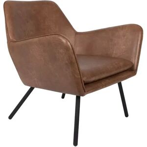 BOITE A DESIGN Fauteuil vintage Bon similicuir Marron