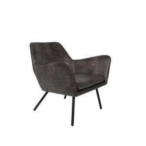 BOITE A DESIGN Fauteuil vintage Bon similicuir Gris