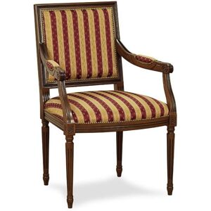 FAUTEUIL CARRÉ DE STYLE LOUIS XVI QP EN BOIS ET TISSU