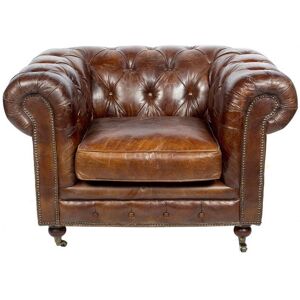 JP2B Fauteuil Marron en cuir Chesterfield Chicago Vintage - Publicité