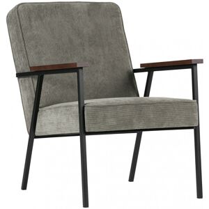 Woood Sally - Fauteuil en velours côtelé et métal - Couleur - Gris clair