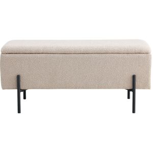 House Nordic Watford - Banc coffre en tissu bouclette et métal L95cm - Couleur - Beige