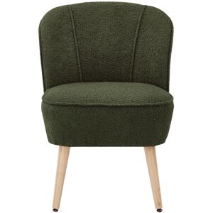 No name Douve - Fauteuil en tissu bouclette et bois - Couleur - Vert kaki