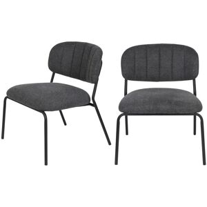 No name Jolien - 2 chaises lounge pieds noirs - Couleur - Gris foncé