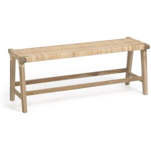 Kave Home Beida - Banc en teck et rotin 120cm - Couleur - Naturel