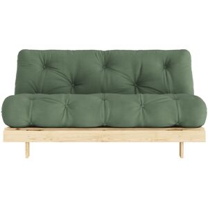 Karup Design Roots - Canapé convertible 160x200cm en bois naturel et tissu - Couleur - Vert olive