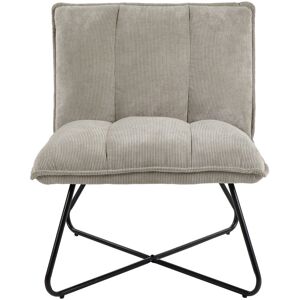 Pomax Forrest - Fauteuil en velours côtelé pieds métal - Couleur - Gris clair