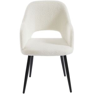 No name Junia - Fauteuil de table en tissu bouclette - Couleur - Ecru