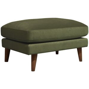 Drawer Villabon - Pouf en velours pieds bois foncé - Couleur - Vert olive