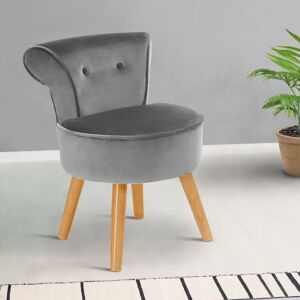 IDMarket Petit fauteuil crapaud gris en velours