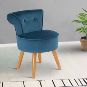 IDMarket Petit fauteuil crapaud bleu en velours