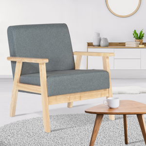 IDMarket Fauteuil scandinave bois gris anthracite