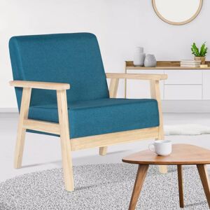 IDMarket Fauteuil scandinave bois bleu canard