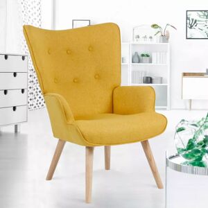 IDMarket Fauteuil design scandinave jaune moutarde - Publicité