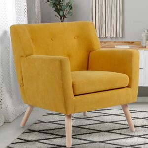 IDMarket Fauteuil scandinave jaune moutarde