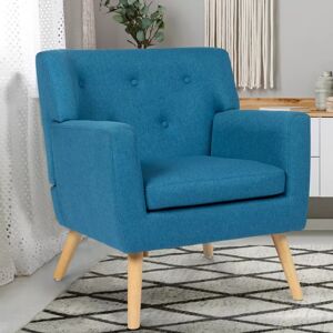 IDMarket Fauteuil scandinave en tissu bleu canard