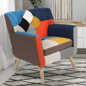 IDMarket Fauteuil scandinave patchwork imprimé pied de poule - Publicité