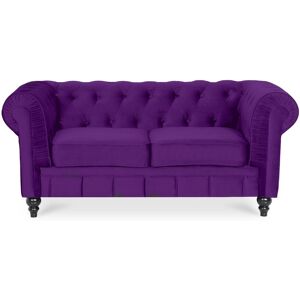 Canape Chesterfield Velours 2 Places Altesse Violet